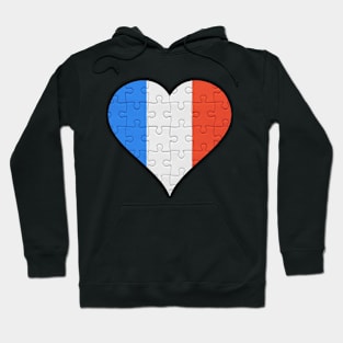 French Jigsaw Puzzle Heart Design - Gift for French With France Roots Hoodie